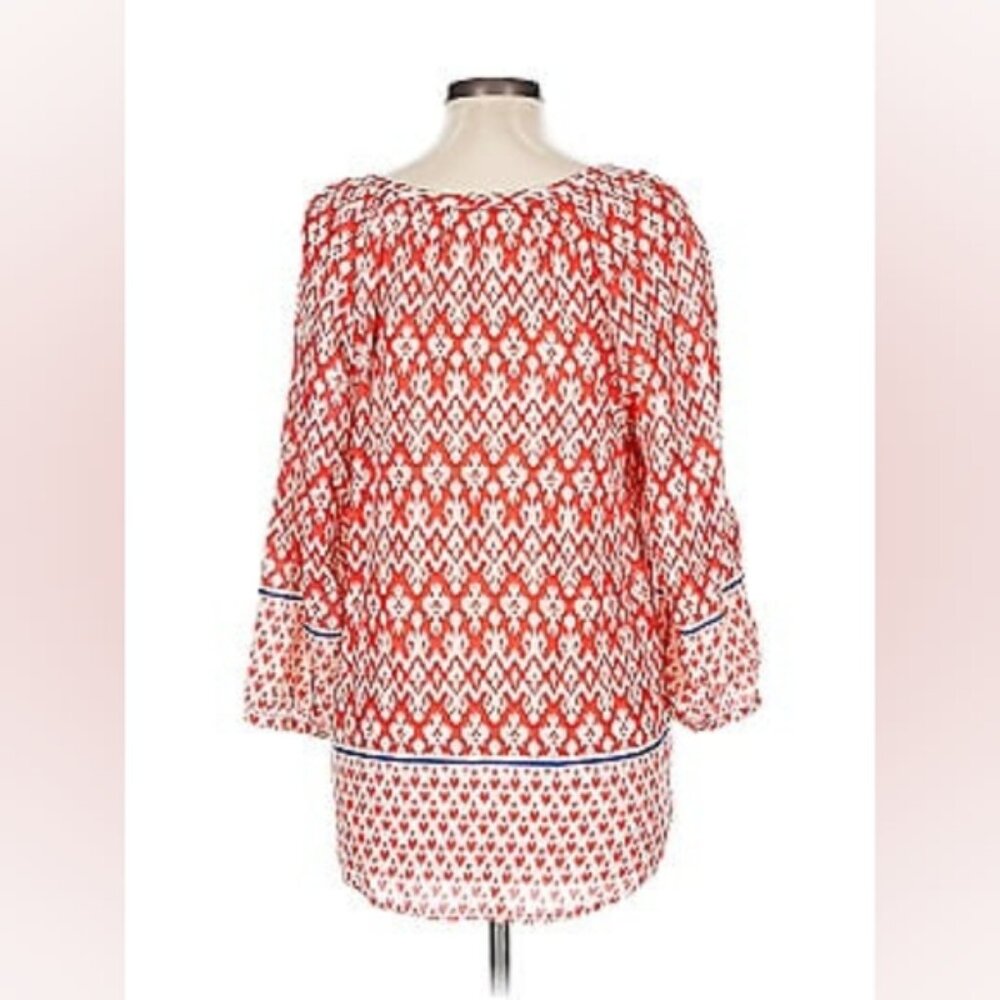 A.L.C. Red and White Patterned Peasant Blouse